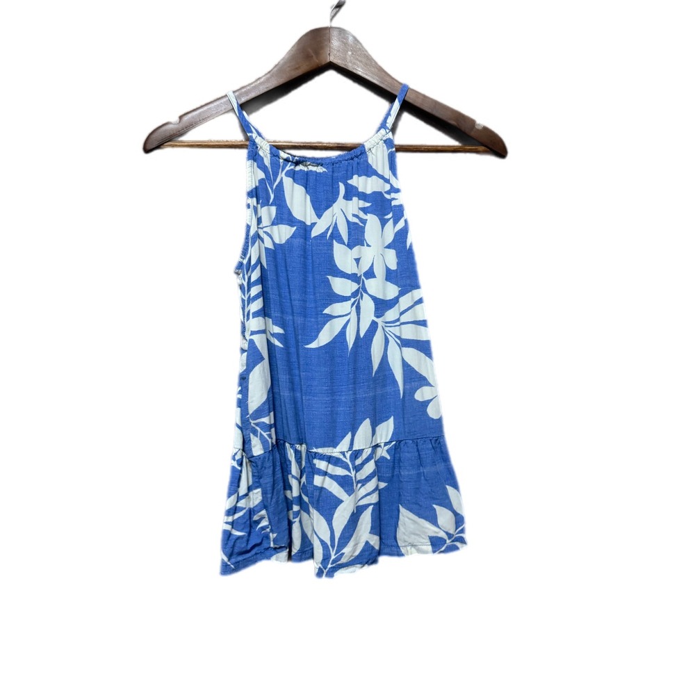 Old Navy Tank Top Girls XL 14 Excellent Tropical Leaf Ruffle Peplum Camisole